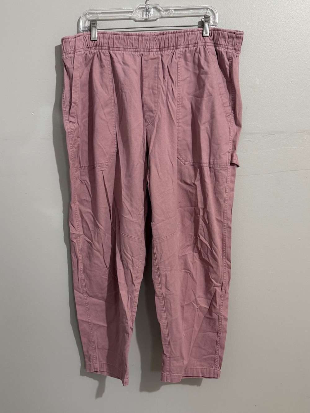 Old Navy Pulla Pants Womens XL High Rise Pink Utility Tapered Pull On Woodrose